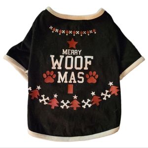 Vtg City Strats Christmas Dog T-Shirt Merry Woof Mas Cross Bones Trees Stars (S)